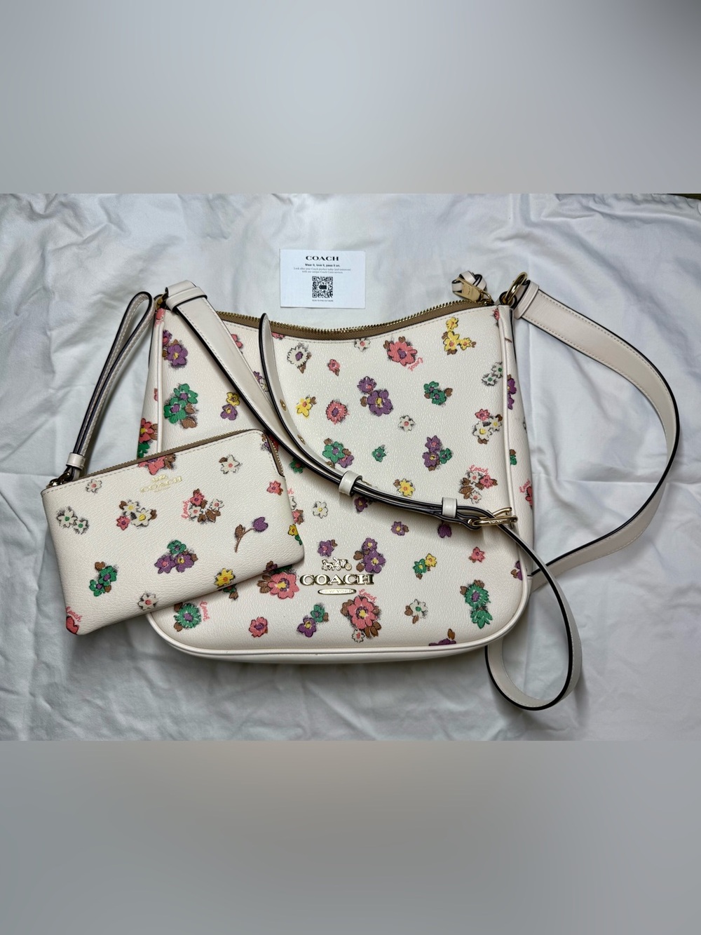 Coach Ellie File Crossbody Bag & Matching Wristlet Set Floral Field Print